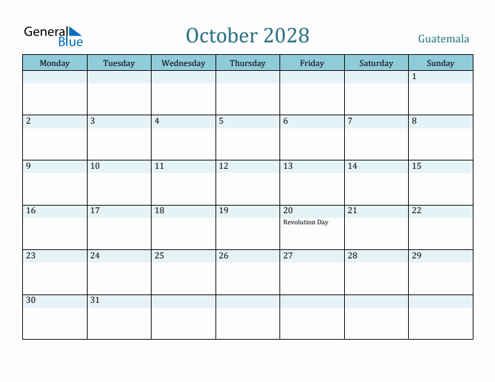 October 2028 Calendar with Holidays