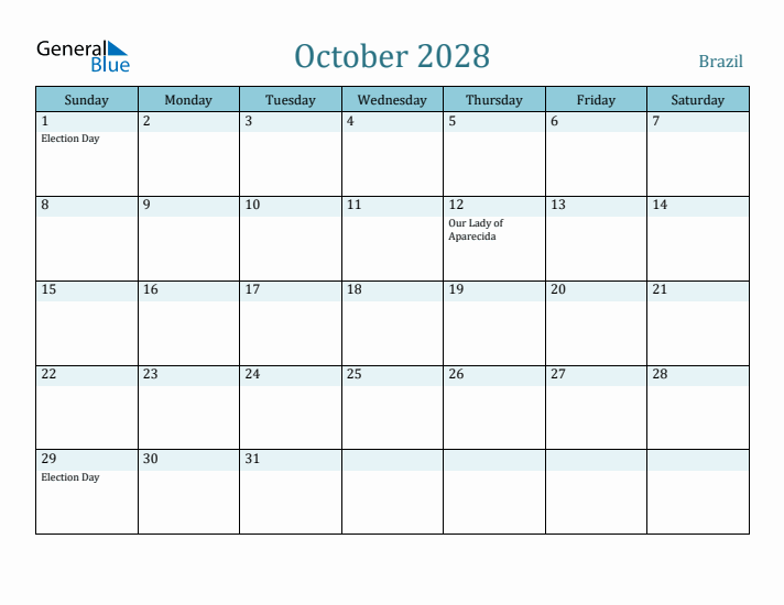 October 2028 Calendar with Holidays