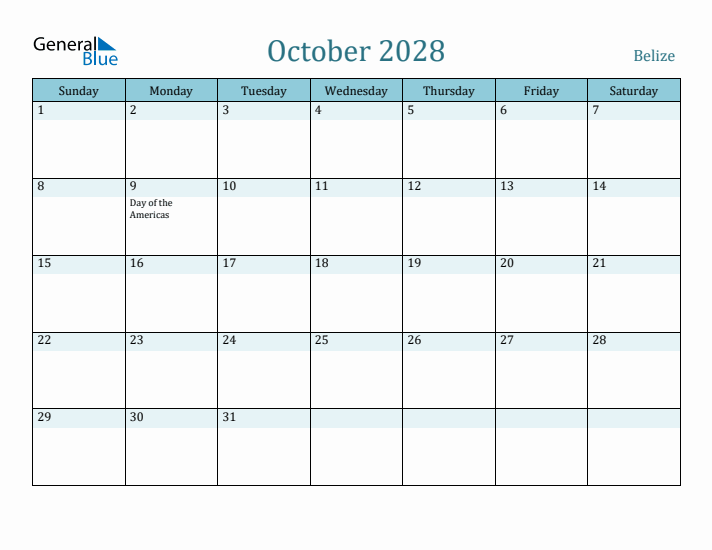 October 2028 Calendar with Holidays