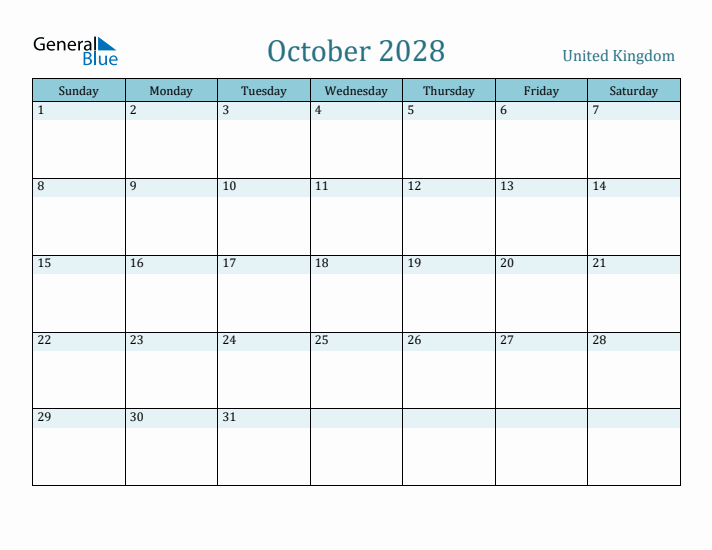 October 2028 Calendar with Holidays