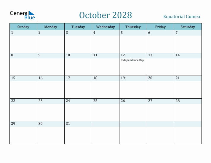 October 2028 Calendar with Holidays