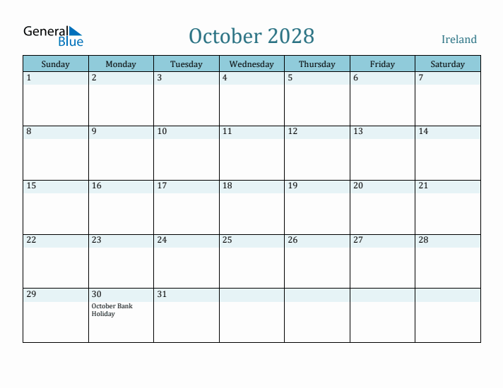 October 2028 Calendar with Holidays