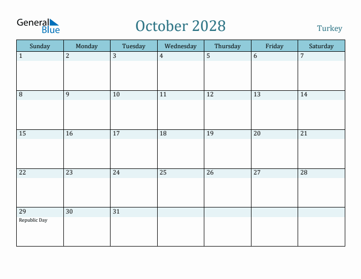 October 2028 Calendar with Holidays