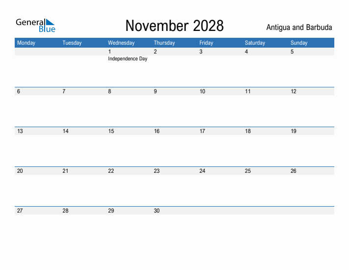 Fillable November 2028 Calendar