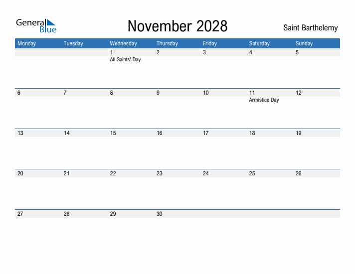 Fillable November 2028 Calendar