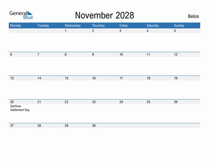 Fillable November 2028 Calendar