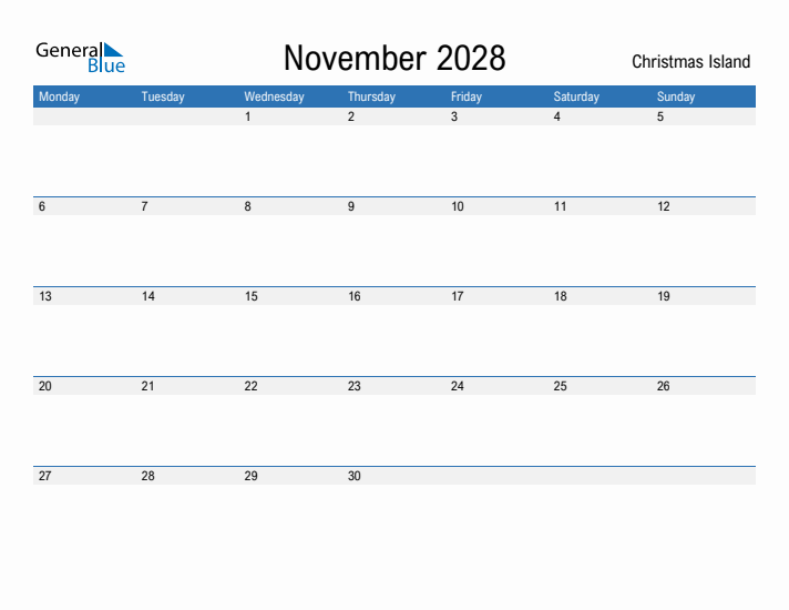 Fillable November 2028 Calendar