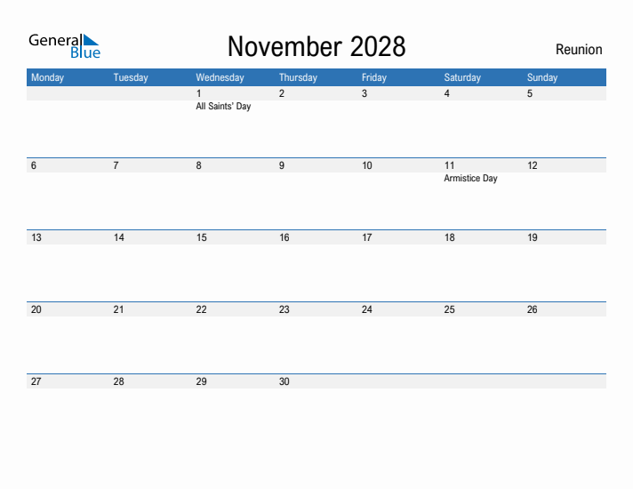 Fillable November 2028 Calendar