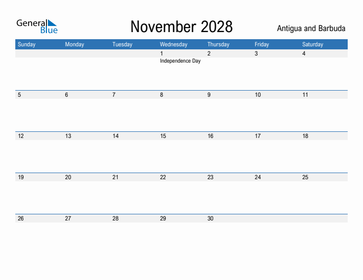 Fillable November 2028 Calendar