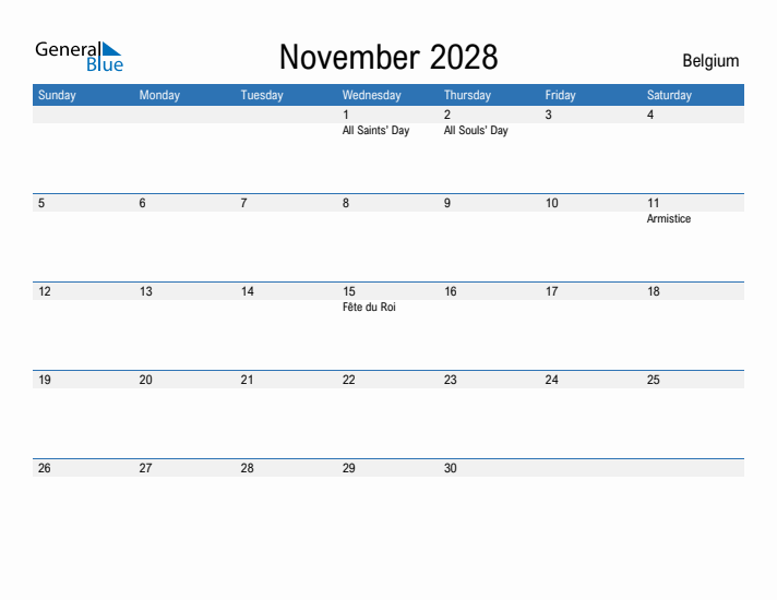 Fillable November 2028 Calendar