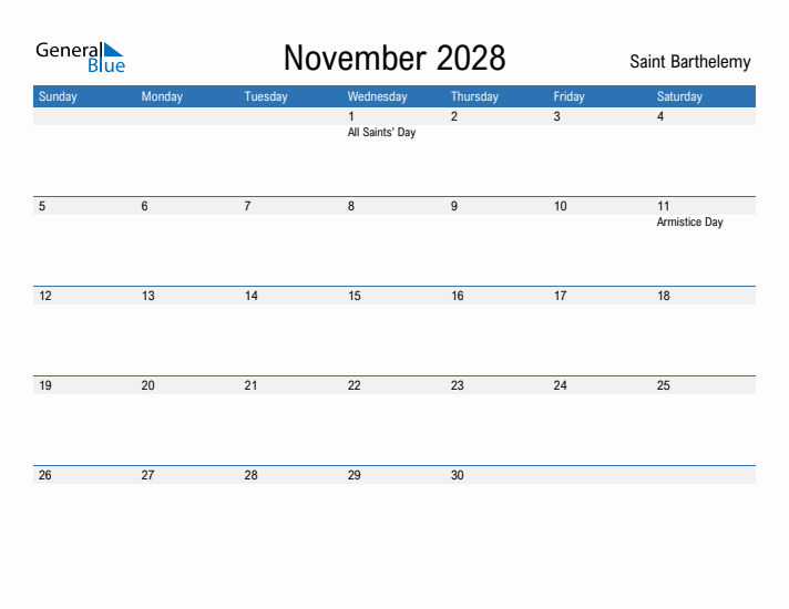 Fillable November 2028 Calendar