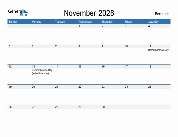 Fillable November 2028 Calendar