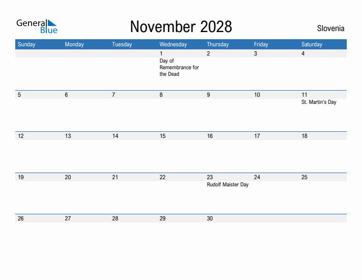 Fillable November 2028 Calendar