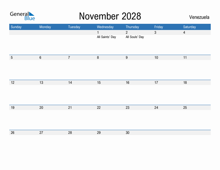 Fillable November 2028 Calendar