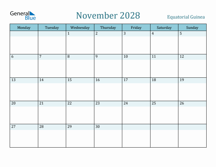 November 2028 Calendar with Holidays