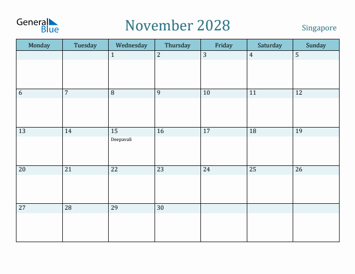 November 2028 Calendar with Holidays