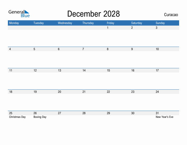 Fillable December 2028 Calendar