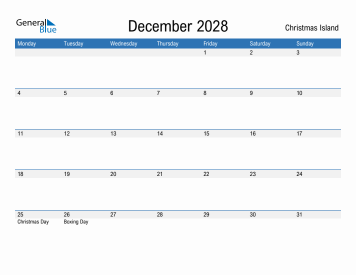 Fillable December 2028 Calendar