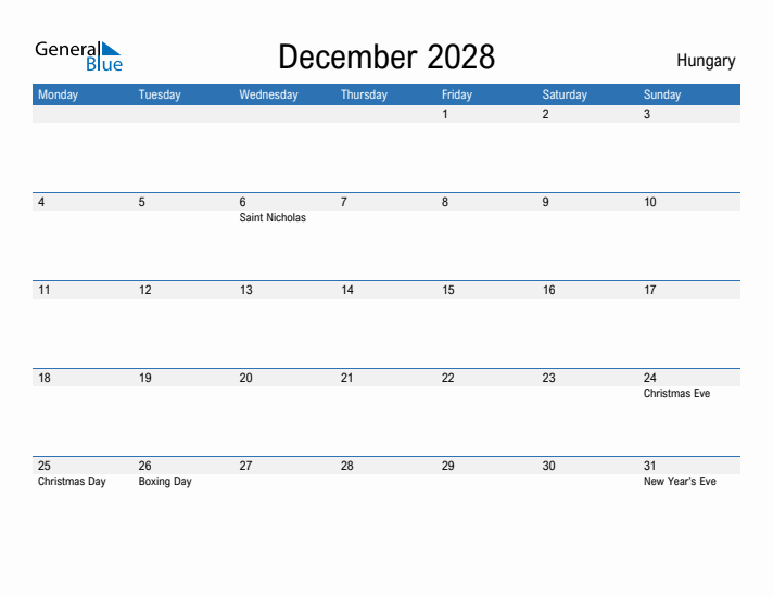 Fillable December 2028 Calendar