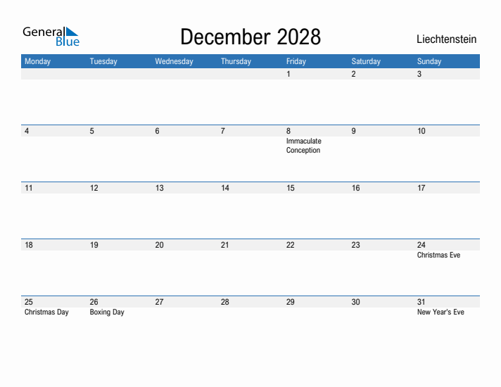 Fillable December 2028 Calendar