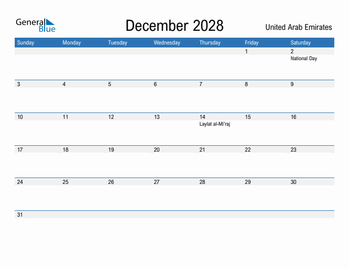 Fillable December 2028 Calendar