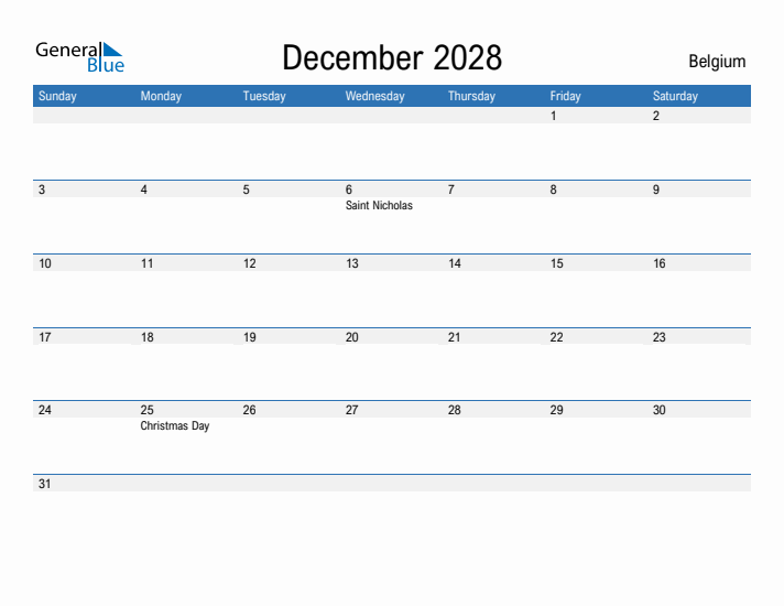 Fillable December 2028 Calendar