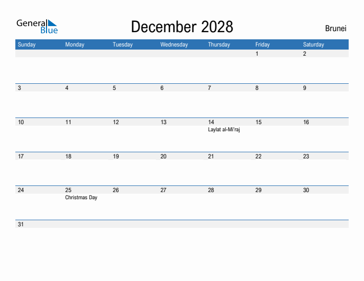 Fillable December 2028 Calendar