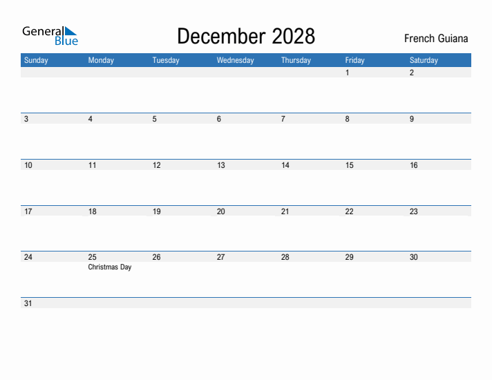 Fillable December 2028 Calendar