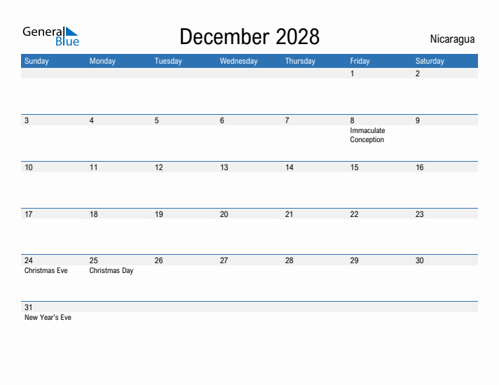 Fillable December 2028 Calendar