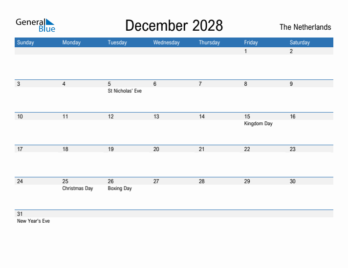 Fillable December 2028 Calendar