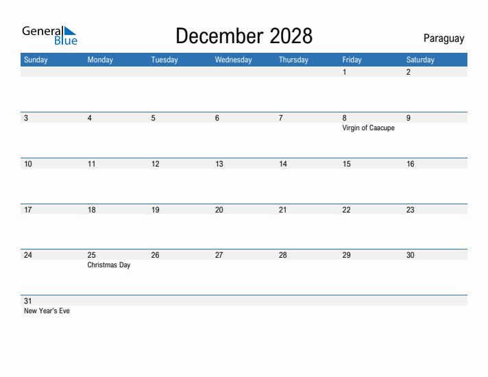 Fillable December 2028 Calendar