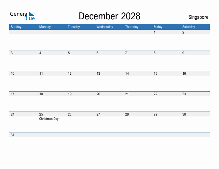 Fillable December 2028 Calendar