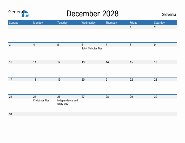 Fillable December 2028 Calendar