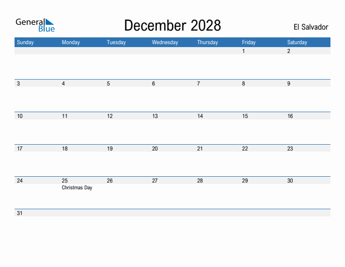 Fillable December 2028 Calendar