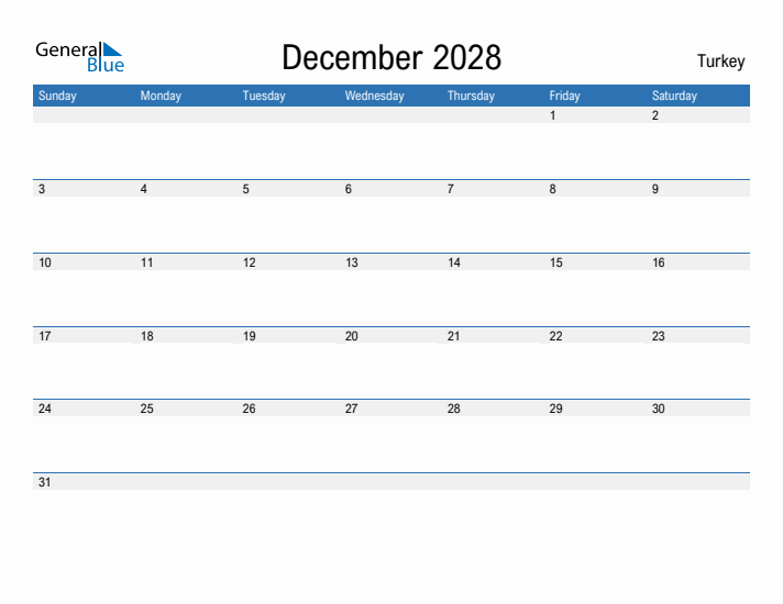 Fillable December 2028 Calendar