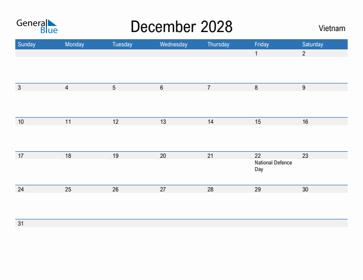 Fillable December 2028 Calendar