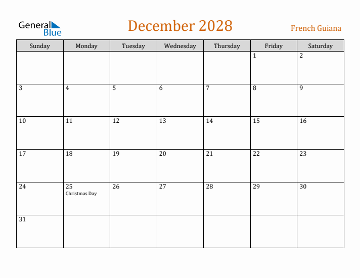 December 2028 Holiday Calendar with Sunday Start