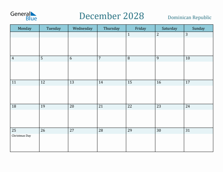 December 2028 Calendar with Holidays