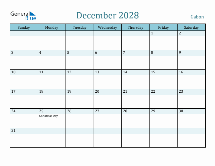 December 2028 Calendar with Holidays