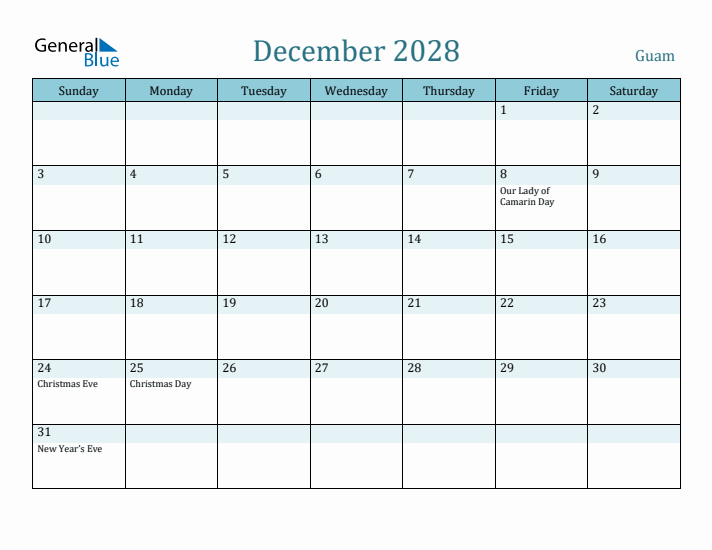 December 2028 Calendar with Holidays