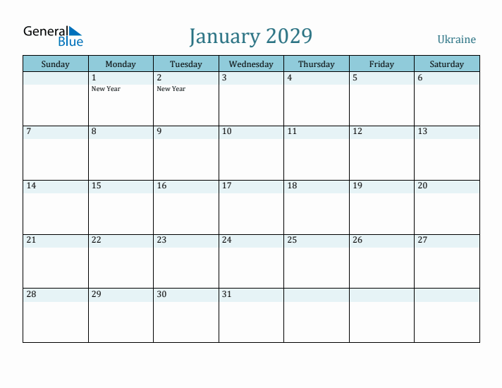 January 2029 Calendar with Holidays