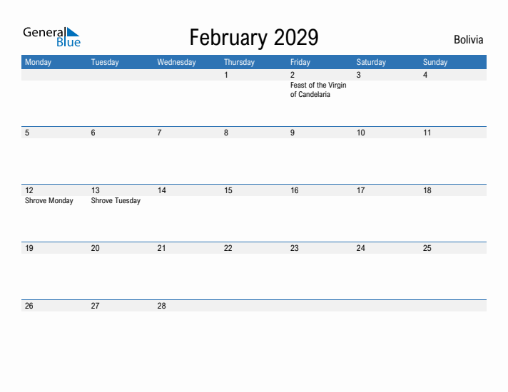 Fillable February 2029 Calendar