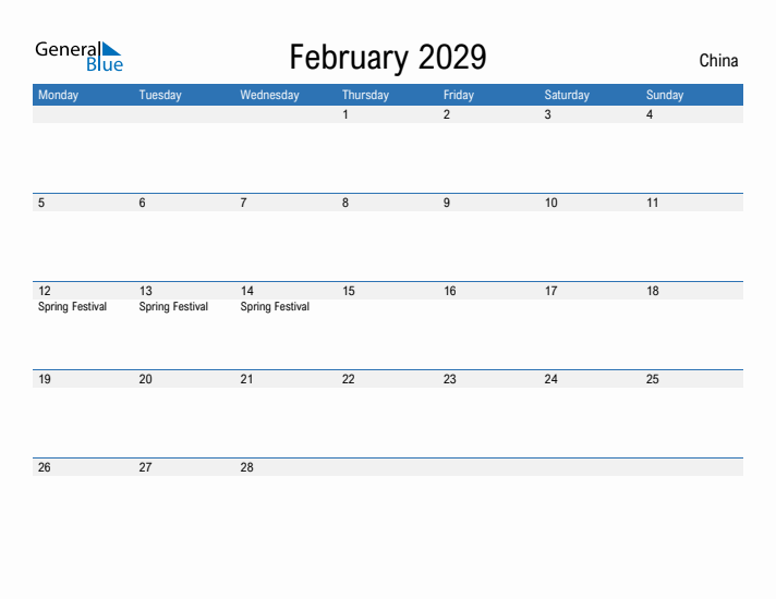 Fillable February 2029 Calendar