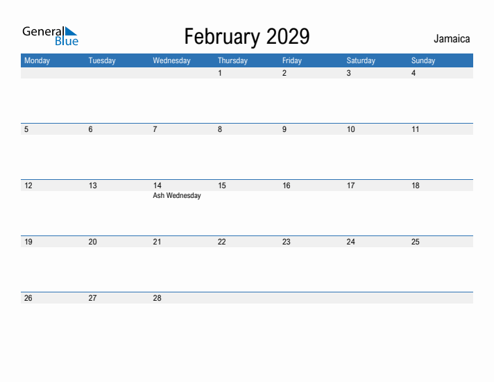 Fillable February 2029 Calendar