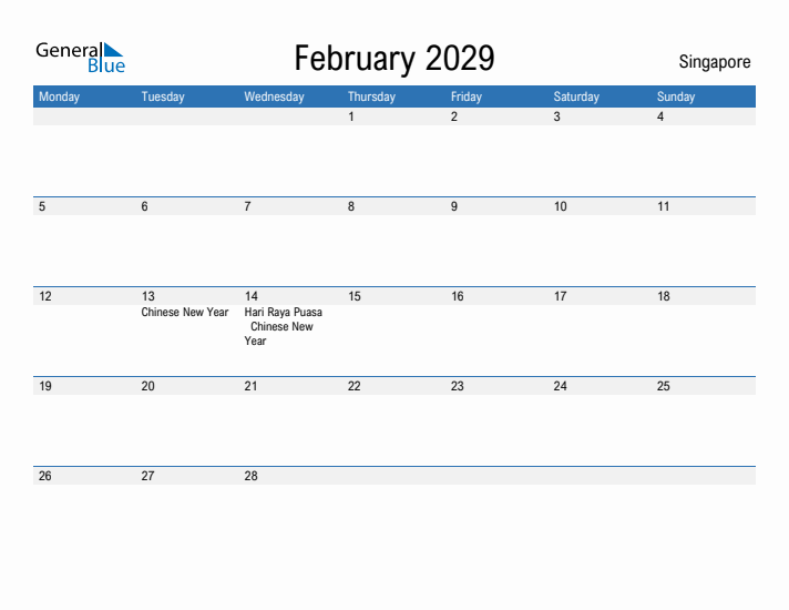 Fillable February 2029 Calendar