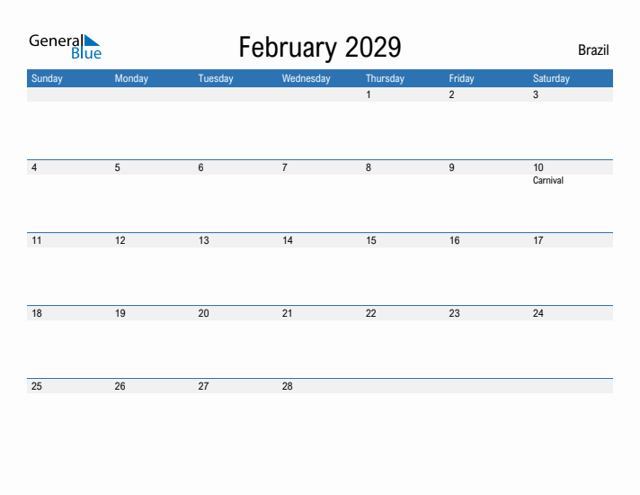 Fillable February 2029 Calendar