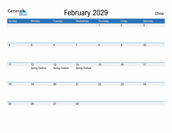 Fillable February 2029 Calendar