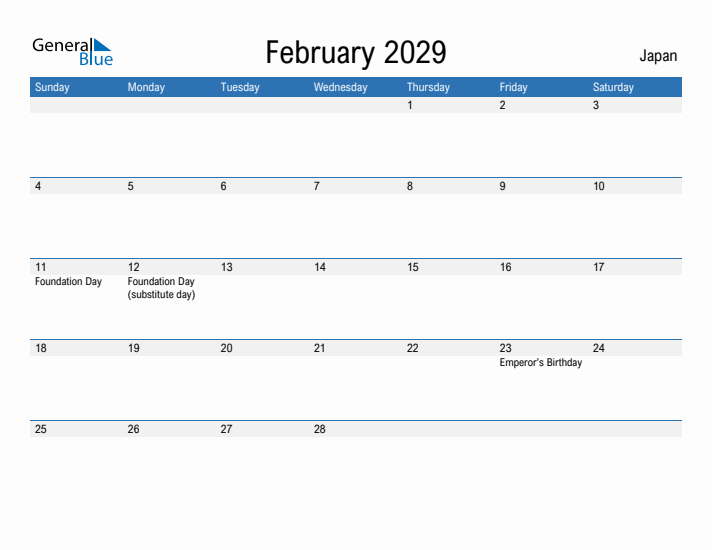 Fillable February 2029 Calendar