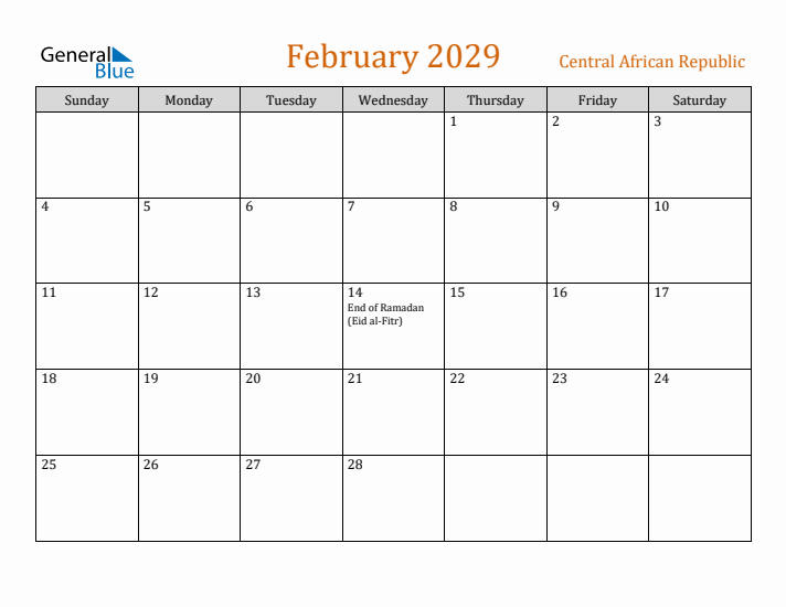 February 2029 Holiday Calendar with Sunday Start