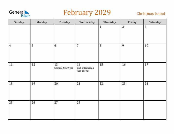 February 2029 Holiday Calendar with Sunday Start